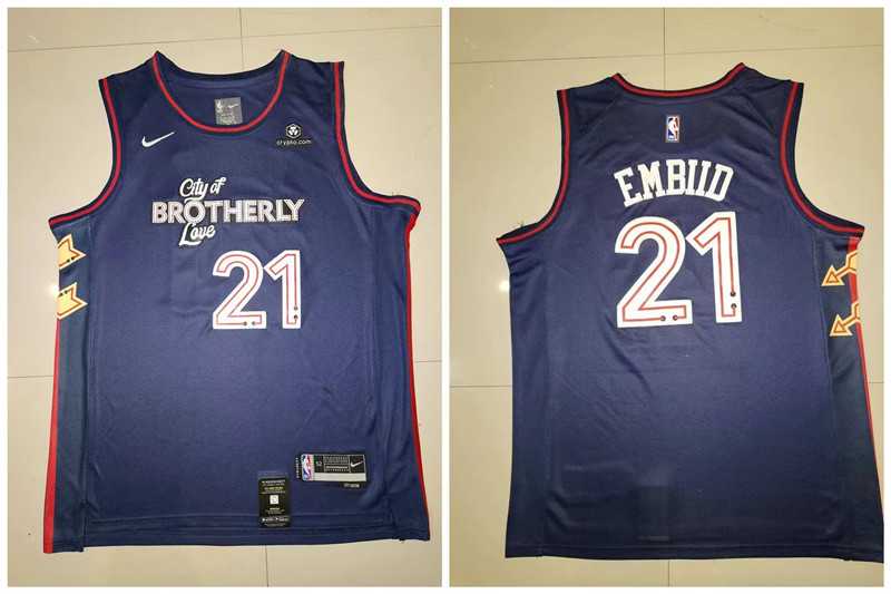 76ers 21 Joel Embiid Navy Nike 2023-24 City Edition Swingman Jersey->philadelphia 76ers->NBA Jersey